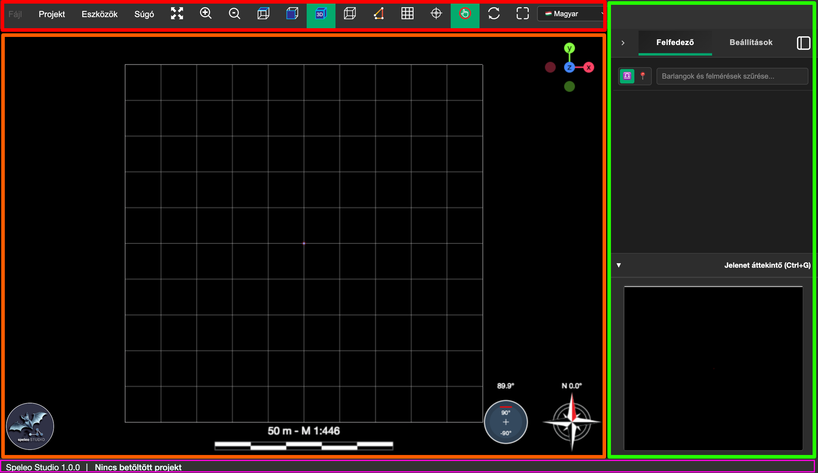 Speleo Studio felület áttekintése