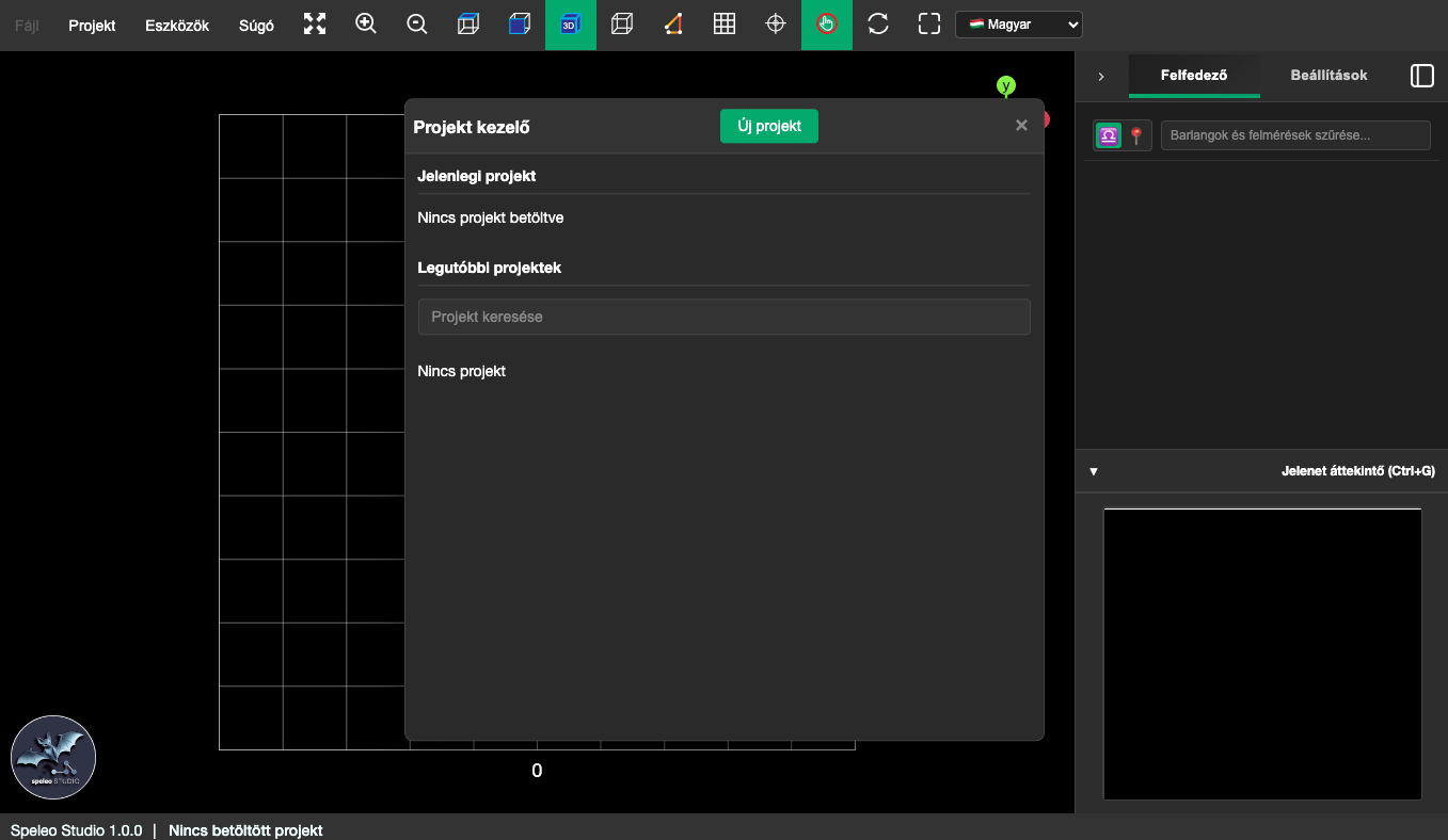 Projekt kezelő panel